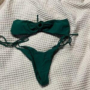 Amazon Deep Green Bandeau Tie-Side Bikini Set